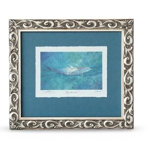Pam E Webb “Togetherness” Dolphin Art Print Framed Blue Mat Silver Frame Coastal